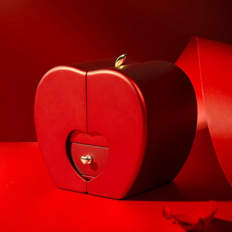 Red Apple Jewelry Box with Eternal Rose