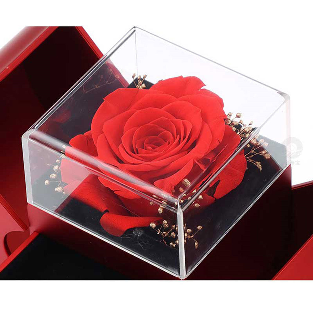 Red Apple Jewelry Box with Eternal Rose